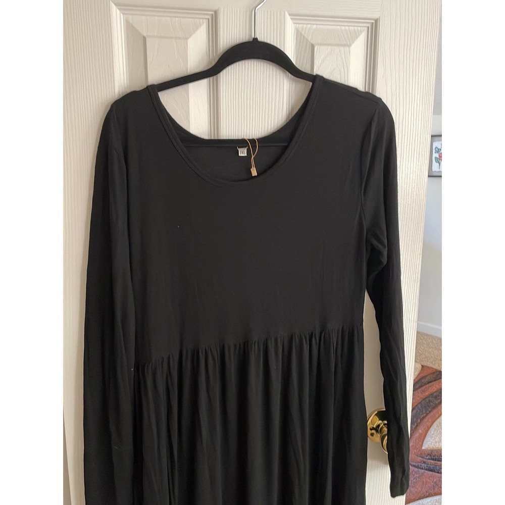 Black long Casual Dress Comfortable Plus Size